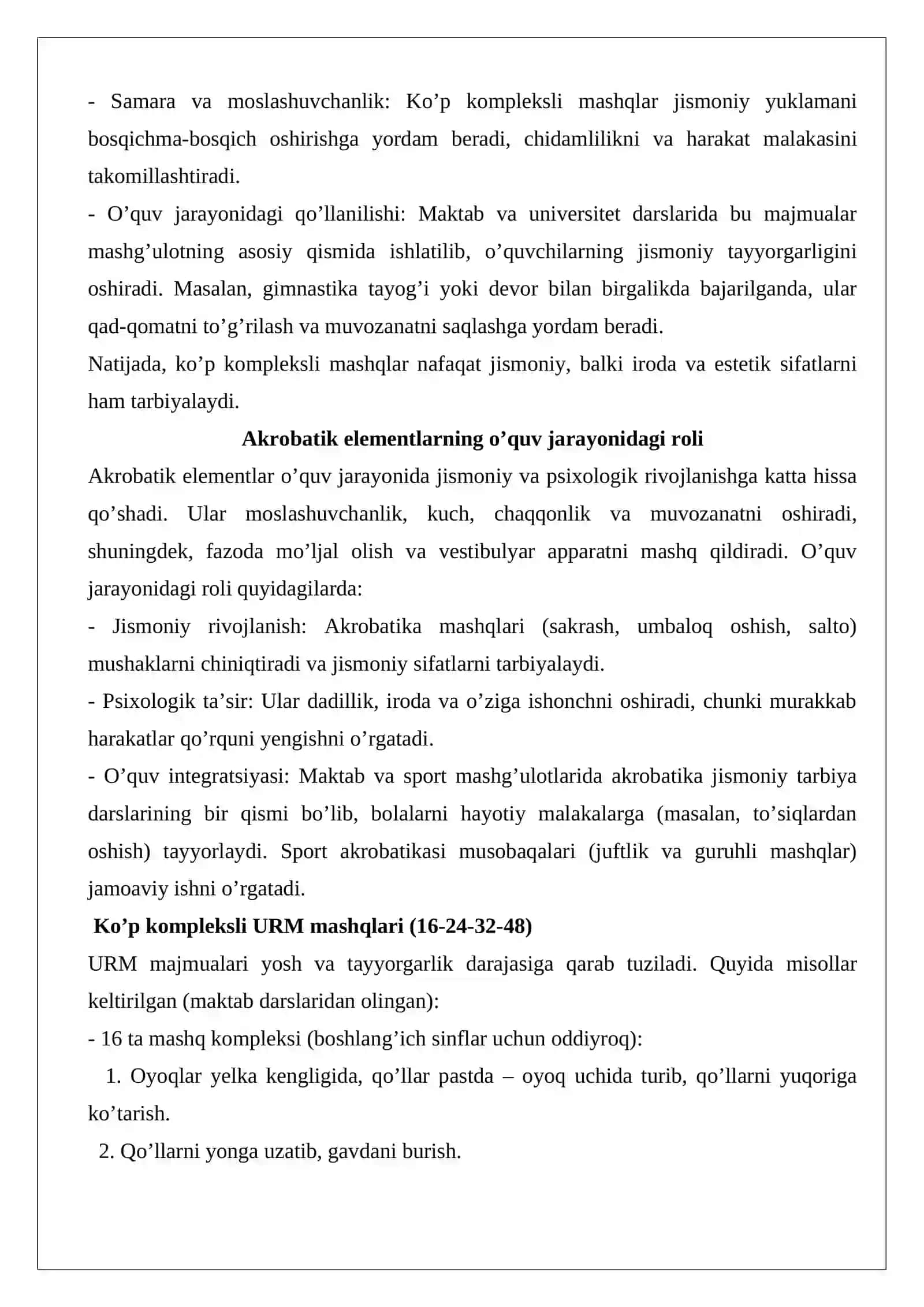 Umumrivojlantiruvchi mashqlar va akrobatika elementlari 3