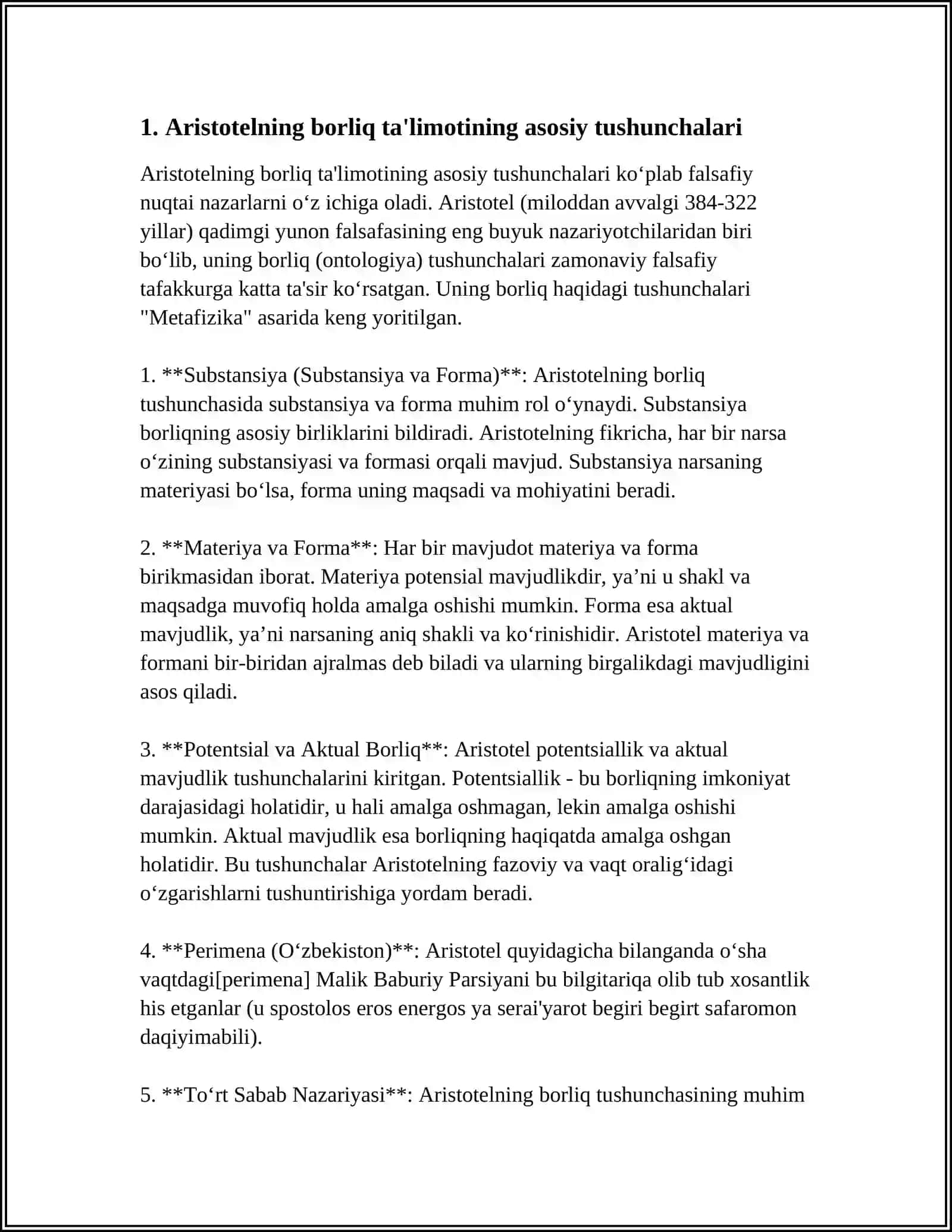 ARISTOTELNIG BORLIQ TUGRISIDAGI TALIMOTI TUGRISIDA ESSE TAYYORLASH 10 PDF 3