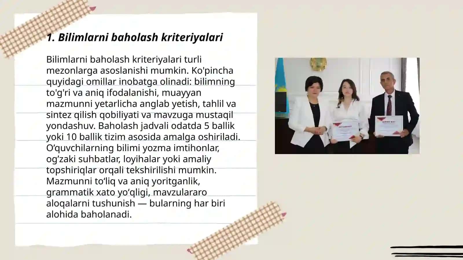 Bilimlarni baholash kriteriyalari 3