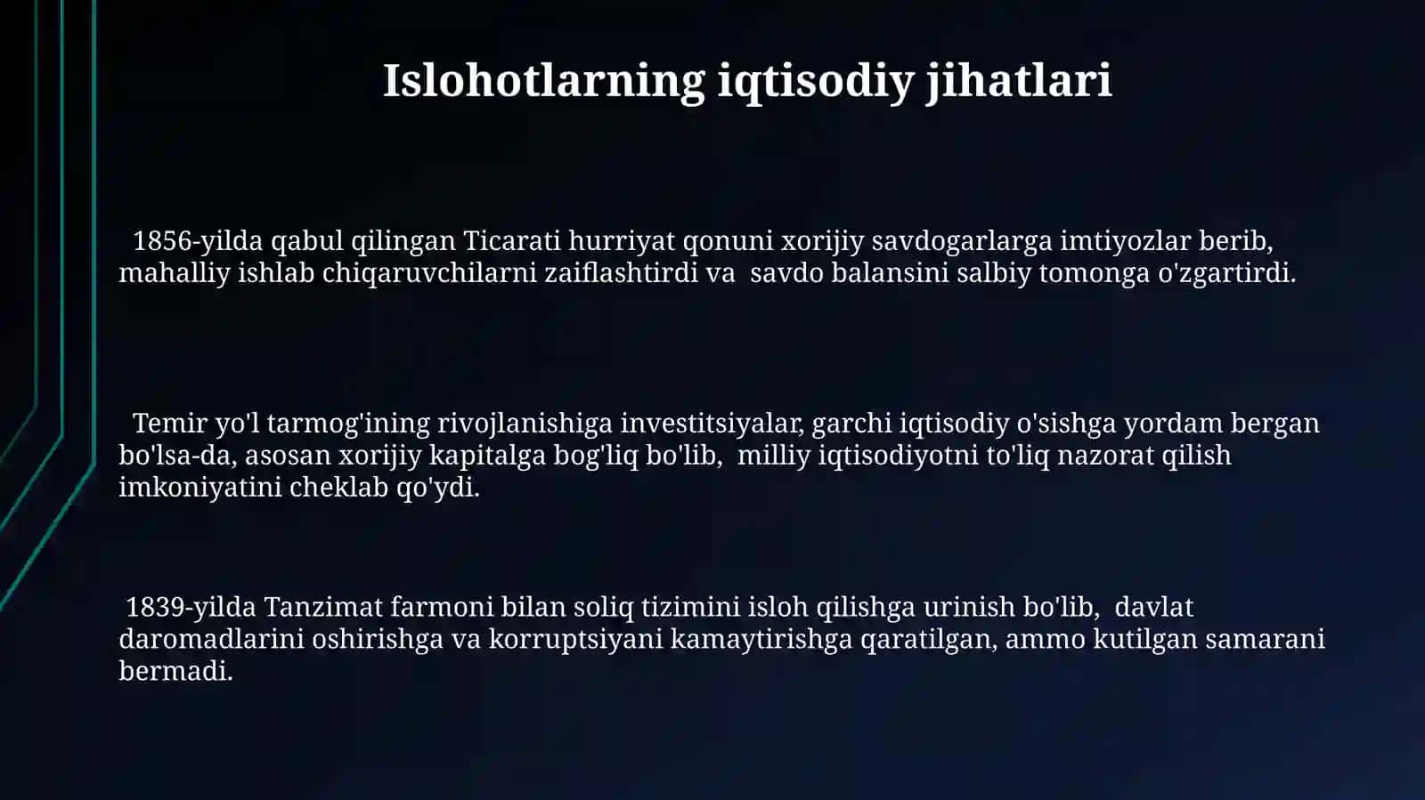 Usmonlilar imperiyasi:islohot va inqirozlar davri(1800-1870-yillar) 3