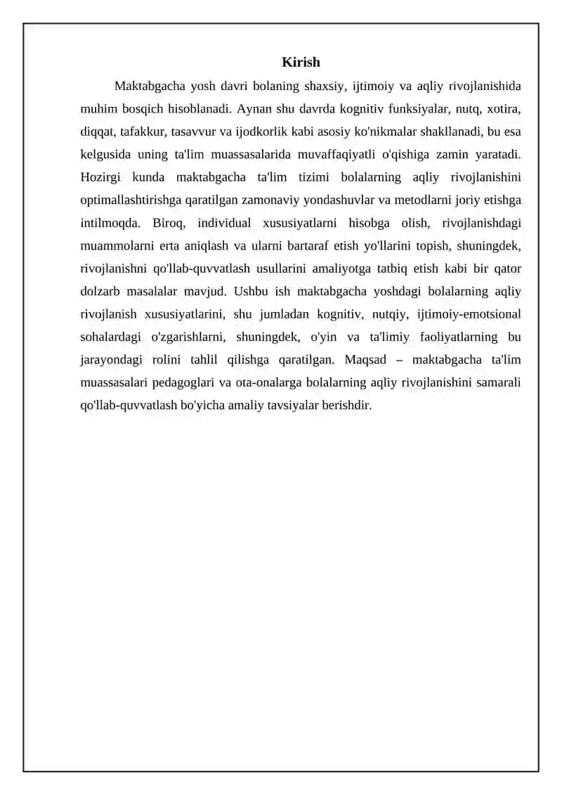 Maktabgacha yoshda kognitiv rivojlanishning asosiy xususiyatlari 3