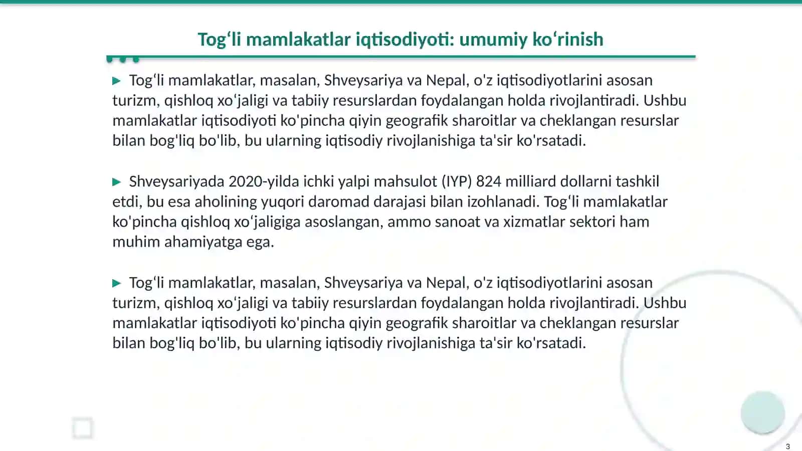 Tog‘li mamlakatlar xo‘jaligi 3