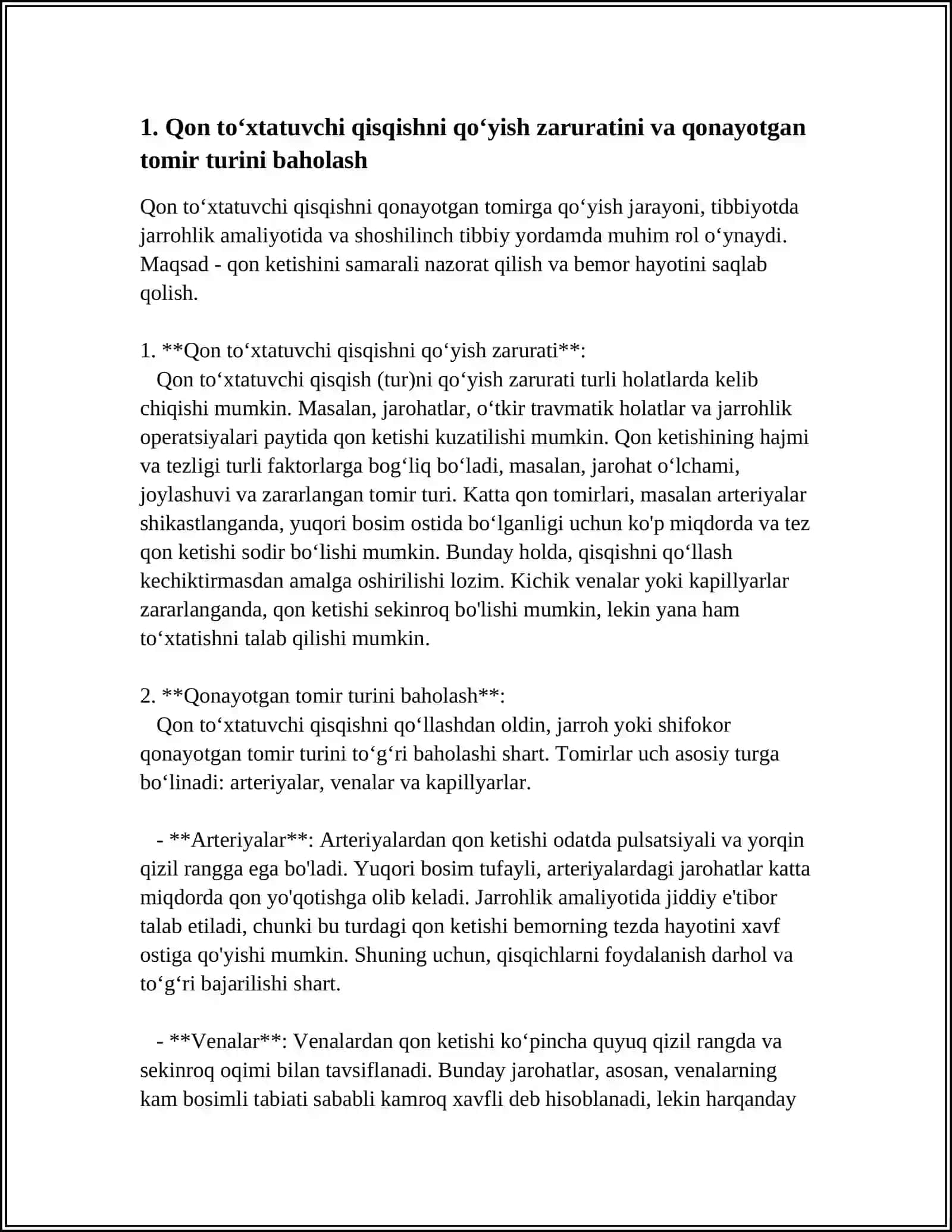 QON TO'XTATUVCHI QISQISHNI QONAYOTGAN TOMIRGA QO'YISH 3