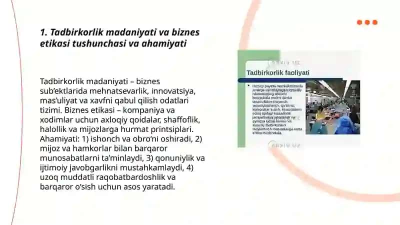 Tadbirkorlik madaniyati va biznes etikasi 3