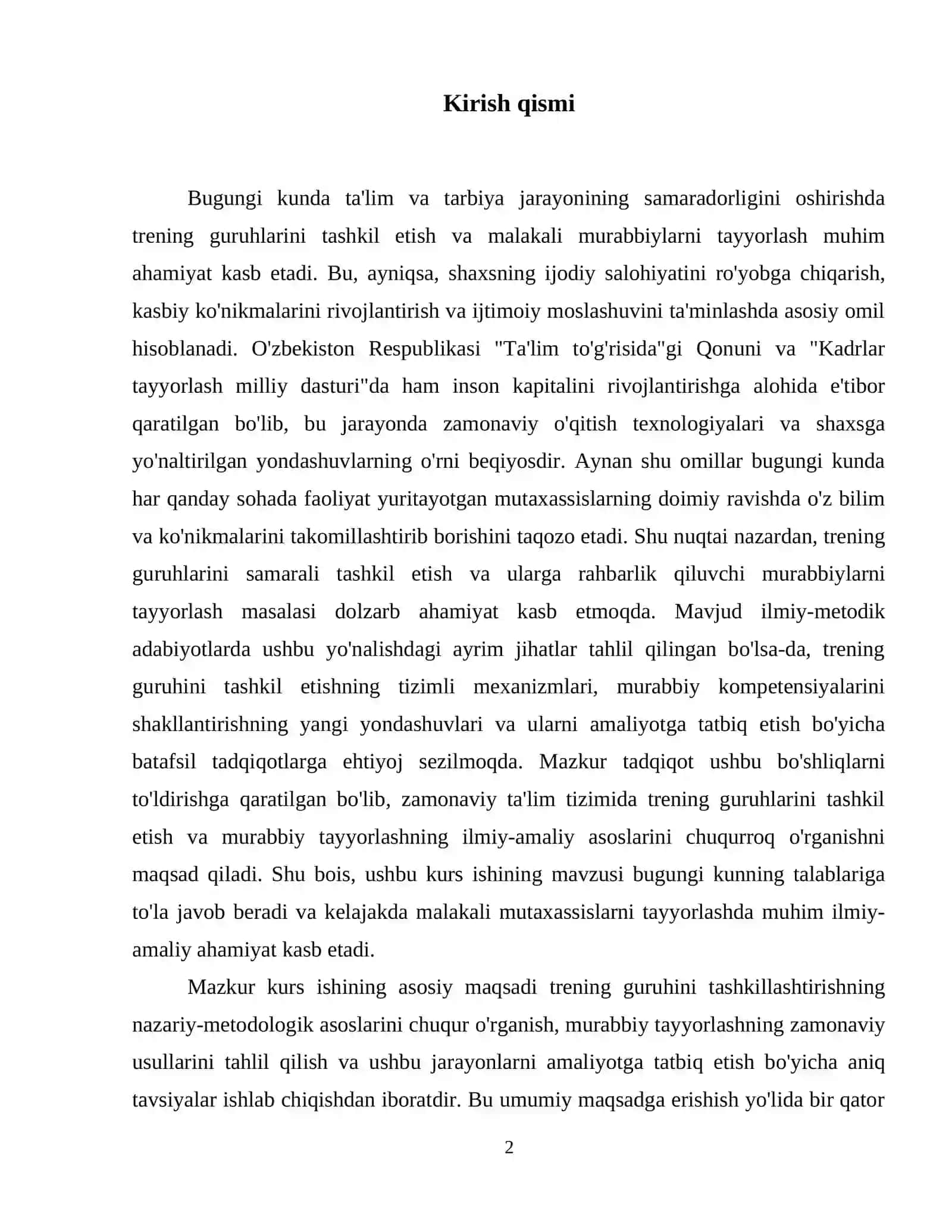 mavzu: Trening guruhini tashkillashtirish va trenerni tayyorlash 3