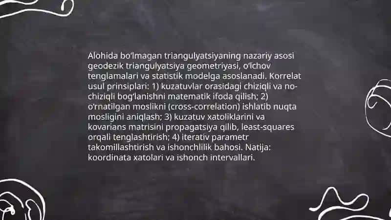 Alohida boʻlmagan triangulyatsiyani korrelat usulida tenglashtirish 3