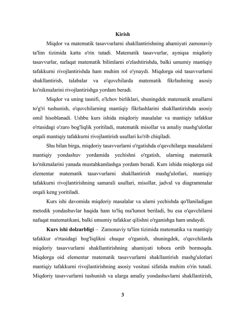 Miqdorga oid elementar matematik tasavvurlarni shakllantirish mashģulotlari mantiqiy tafakkurni shakllantirish omili sifatida 3