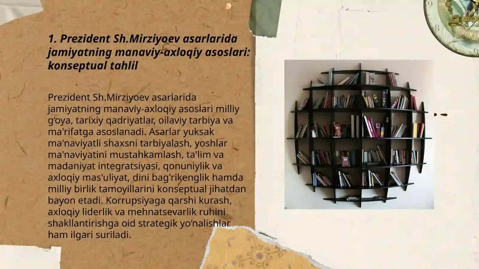 SH. Mirziyoev asarlarida jamiyat rivojining manaviy-axloqiy negizlari va yuksak manaviyatli shaxsnishakllantirishga doir konseptual fikrlarning ifoda etilishi 3