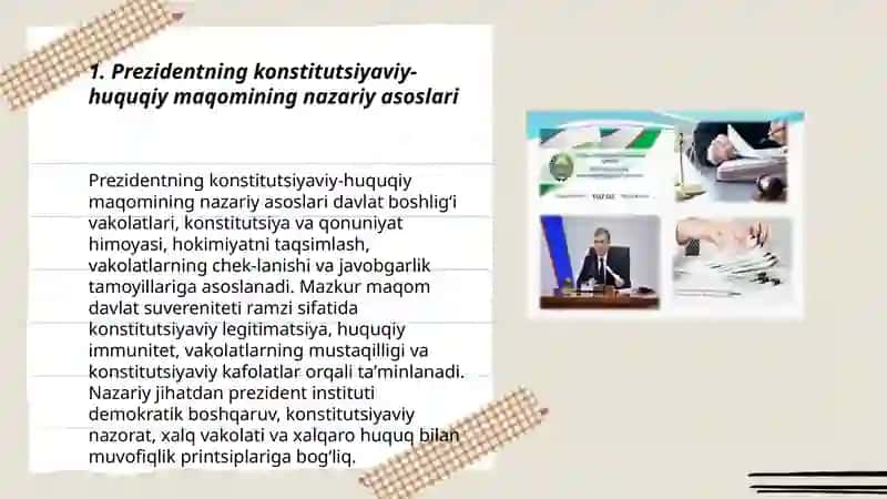 Prezidentning konstitutsiyaviy-huquqiy maqomi 3