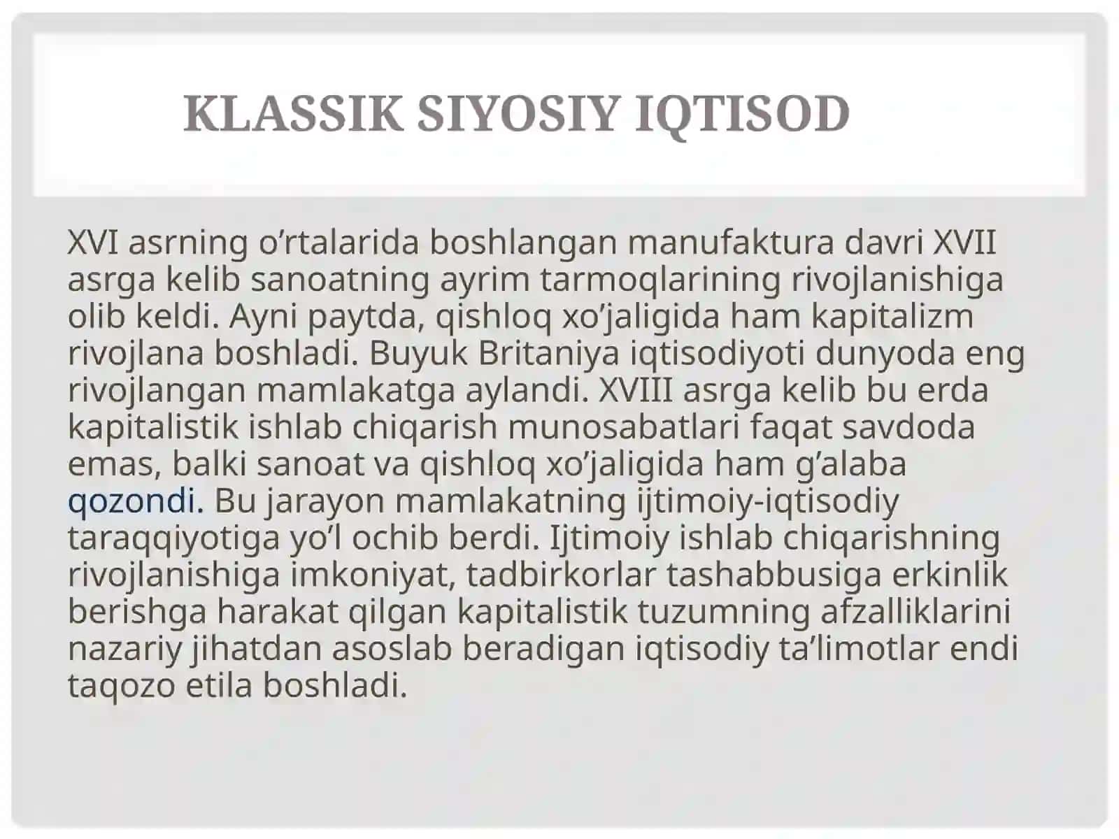 XVI-XVIII asrlarda iqtisodiyot 3