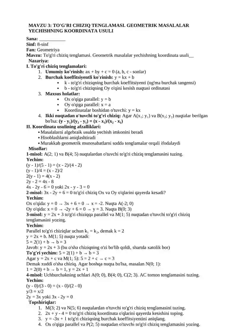 8-sinf geometriya tezis 3 chorak 3