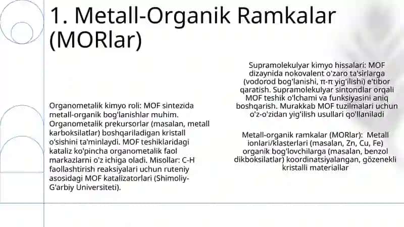 Metall-Organik Ramkalar (MORlar) 3