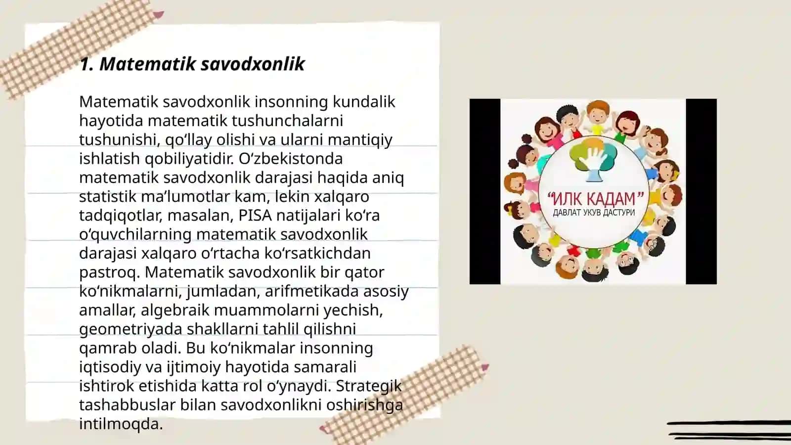 Takomillashtirilgan Ilk qadam oʻquv dasturi 3
