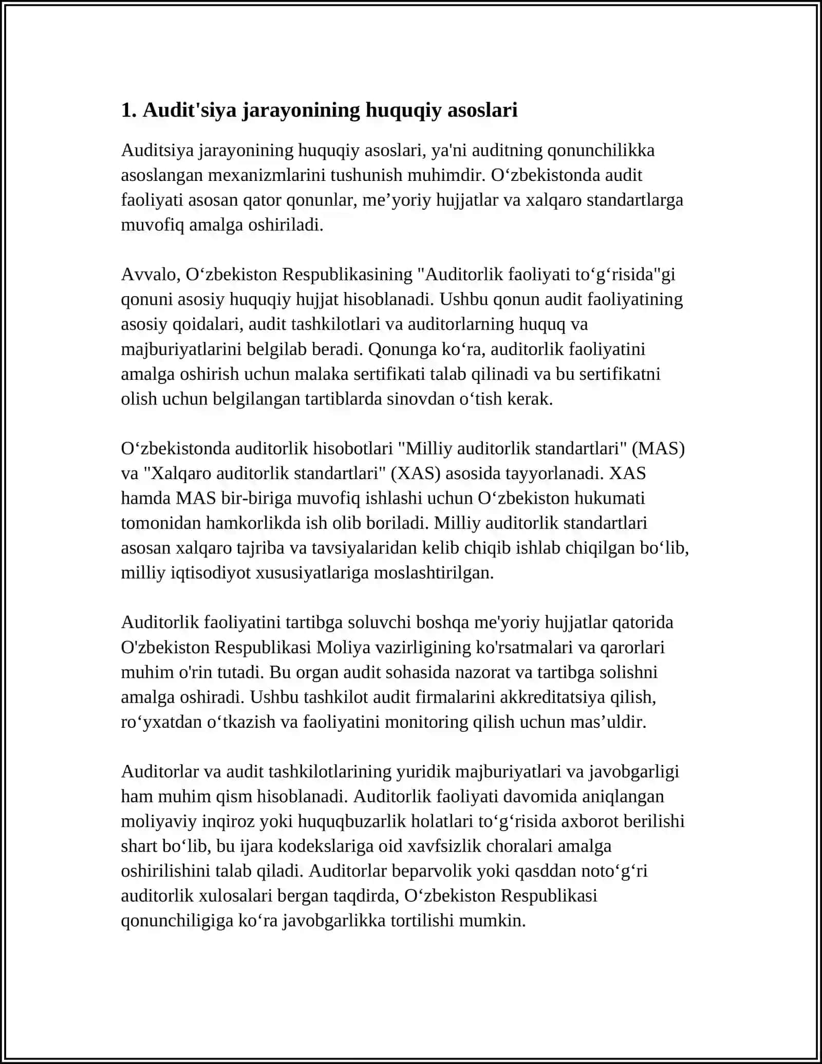 SOLIQ AUDITI NATIJALARINING RASMIYLASHTIRISHNING O'ZIGA XOS JIHATLARI 3