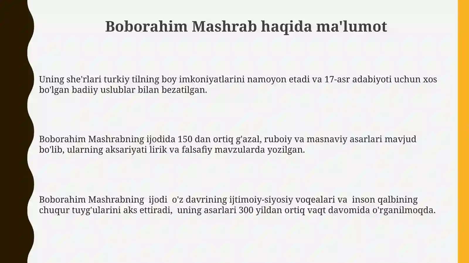 Boborahim Mashrab lirikasi 3