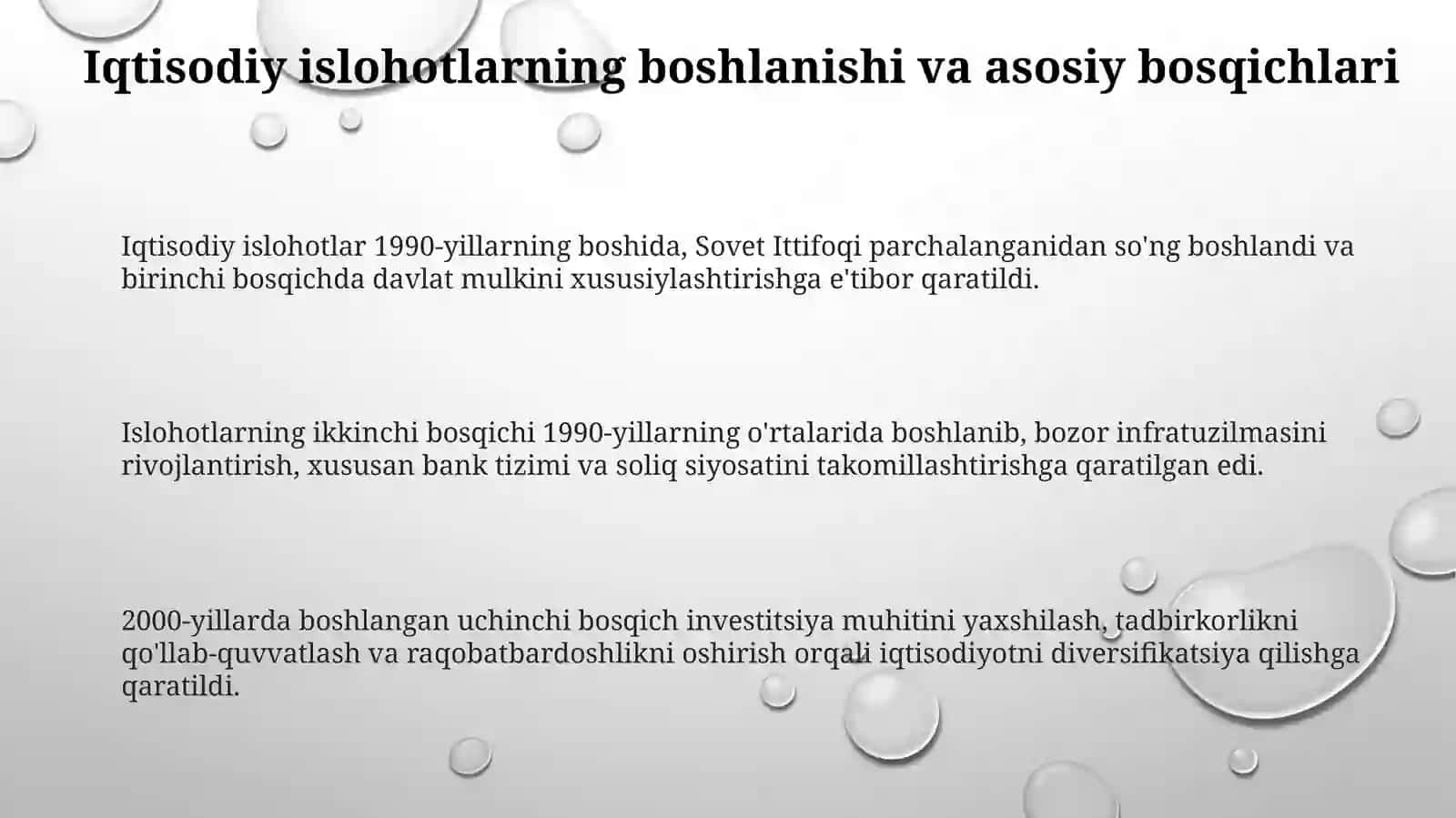 O'zbekistonda iqtisodiy islohotlar va bozor munosabatlarining shakllanishi 3