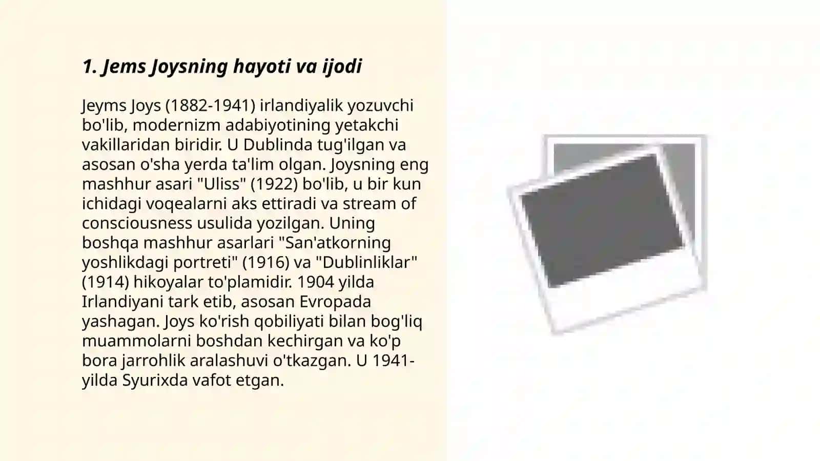 Jems Joysning asarida ekstianilzm talqini 3