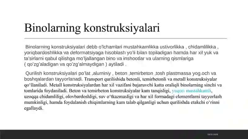 BINO VA INSHOOTLAR ARXITEKTURASI FANIDAN TAYYORLAGANMUSTAQIL ISHI 3