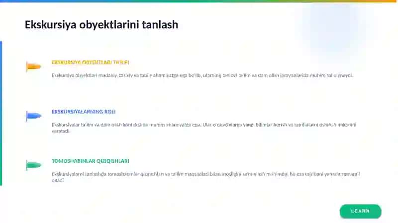 Ekskursiya Obyektlarini Tanlash va Baholash 3