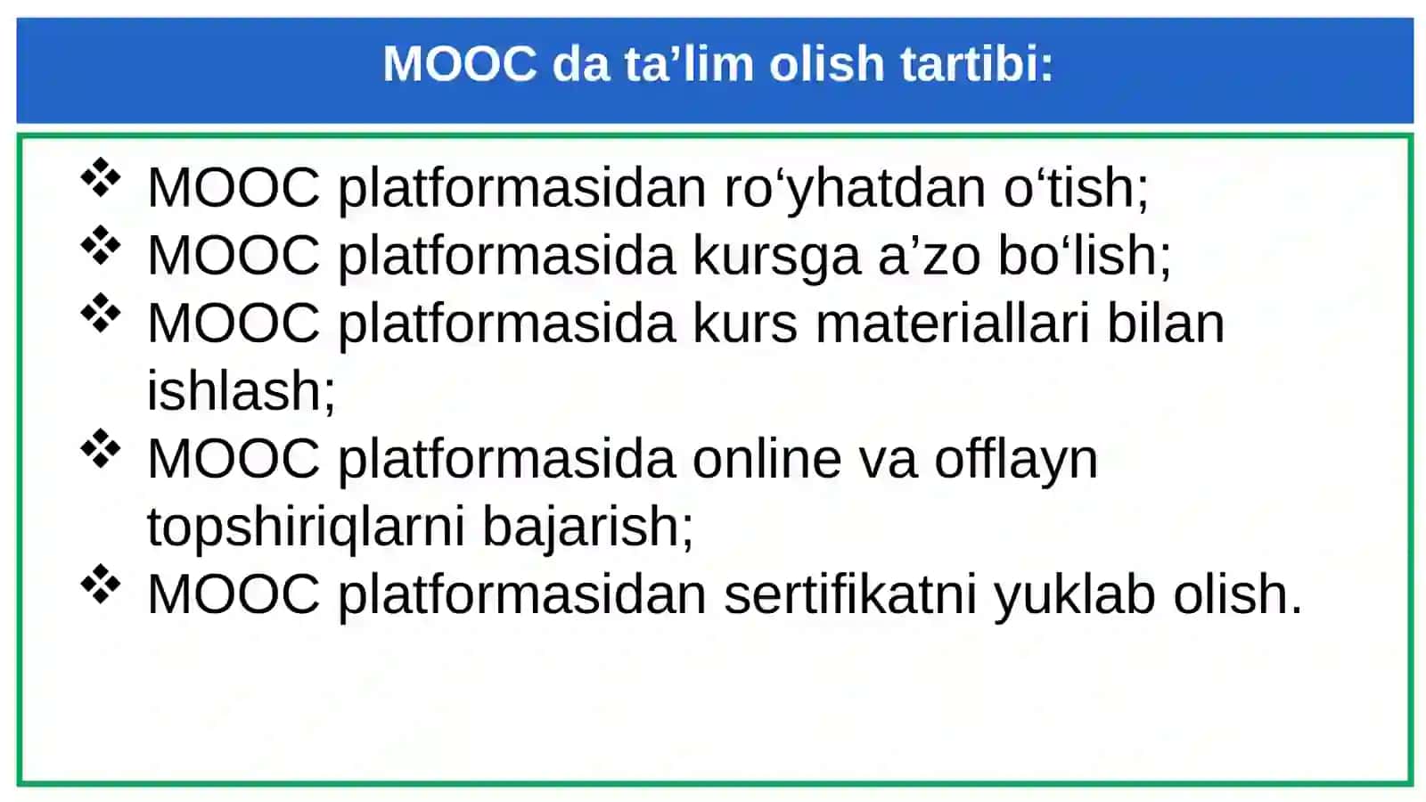 MOOC-OMMAVIY OCHIQ ONLAYN KURSLAR 3