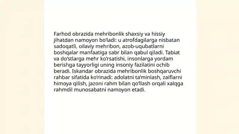Farhod va Iskandar obrazlarida odamiylik xislatlarining talqini 3
