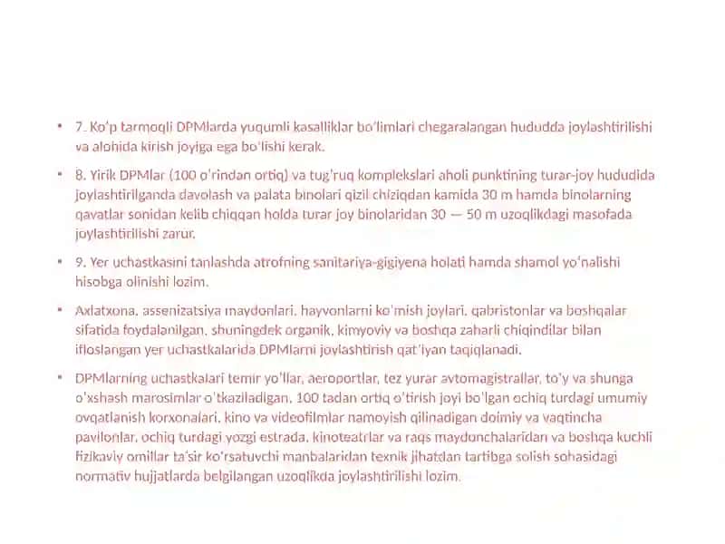 Loyiha materiallari bo'yicha davolash-profilaktika muassalarini gigiyenik baholash 3
