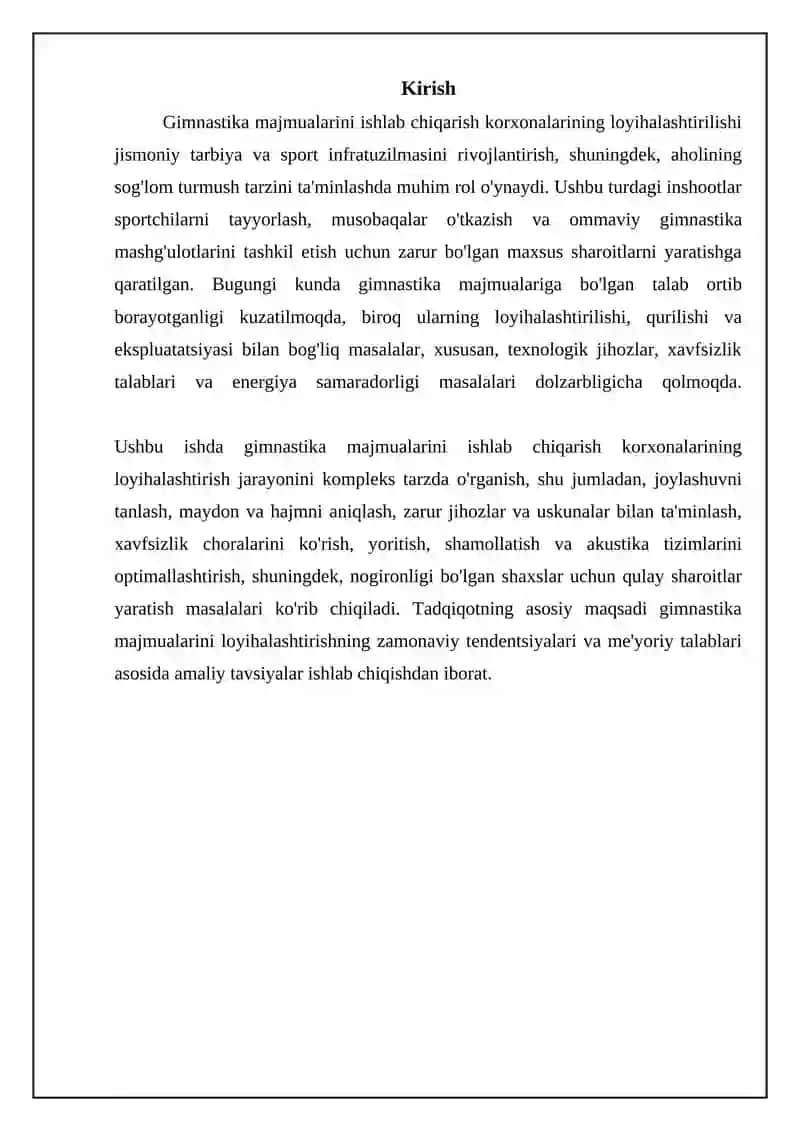 Gimnastika majmualarini ishlab chiqarish korxonalarini tuzish 3