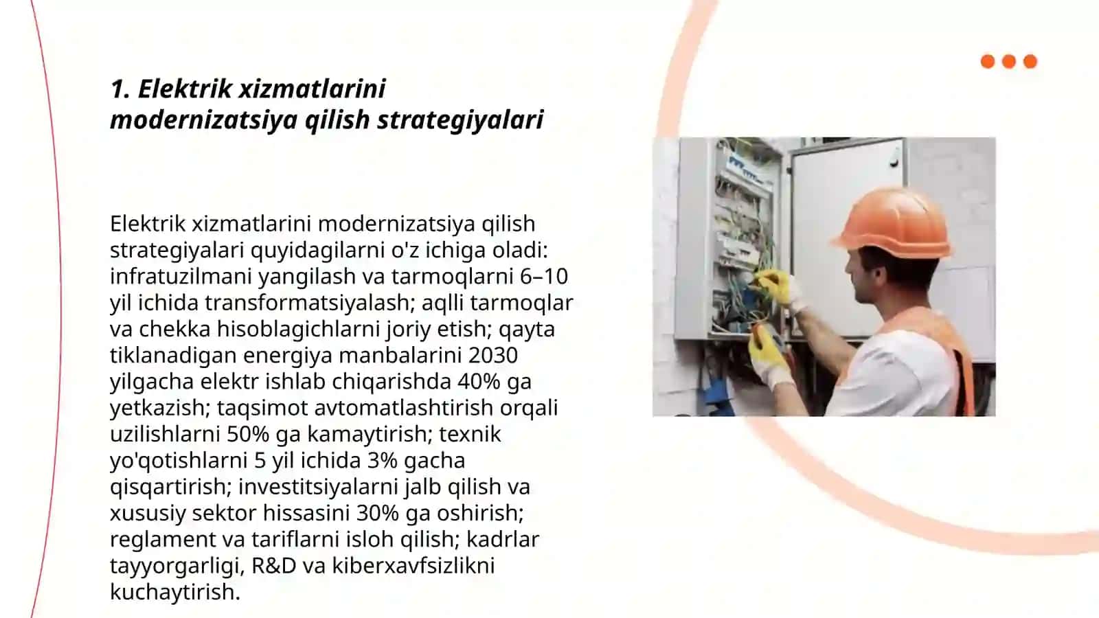 Elektrik xizmatlarini modernizatsiya qilish strategiyalari 3