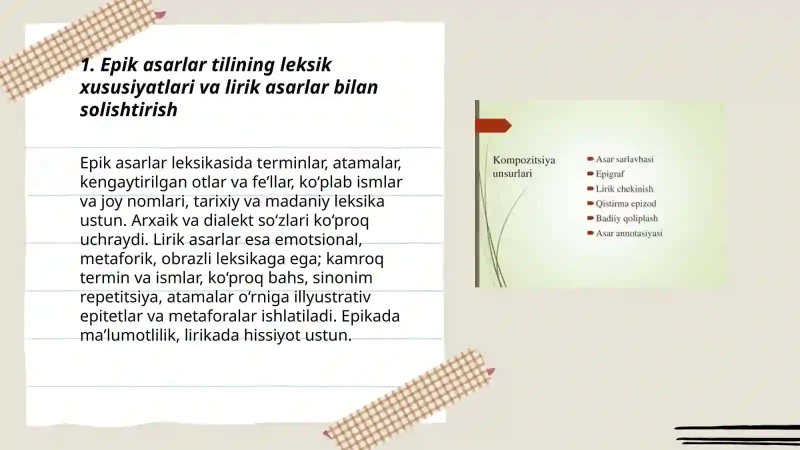 Badiiy asar tili tahlili (epik va lirik asarlar tahlili misolida) 3