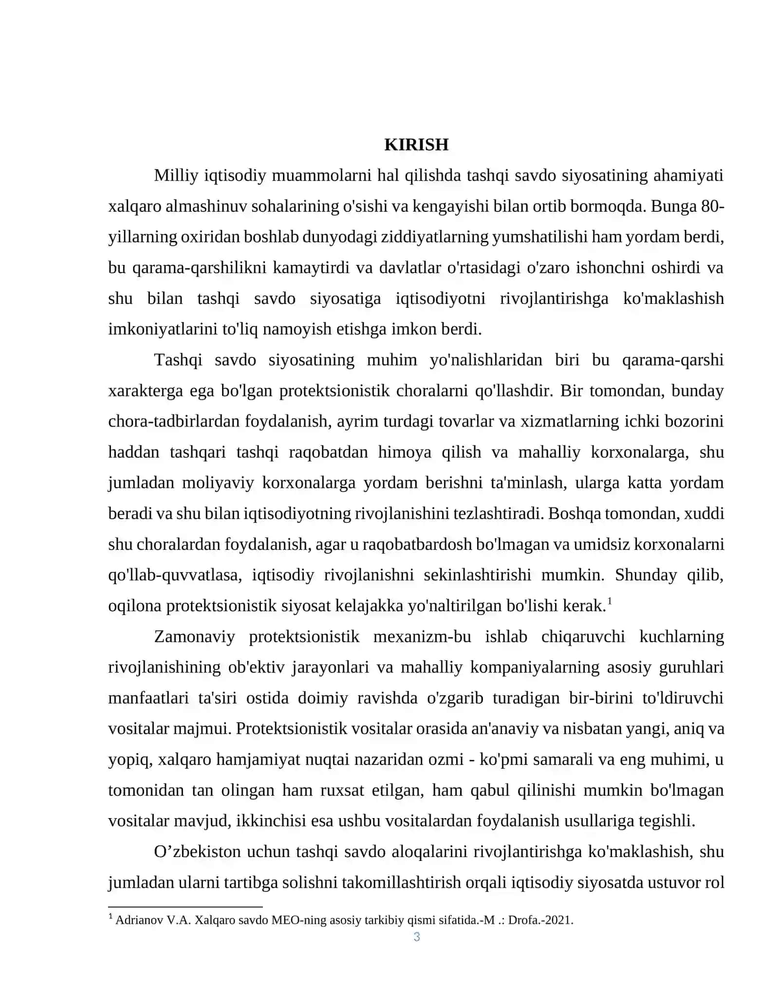 «IQTISODIYOT NAZARIYASI» FANIDAN KURS ISHI 3