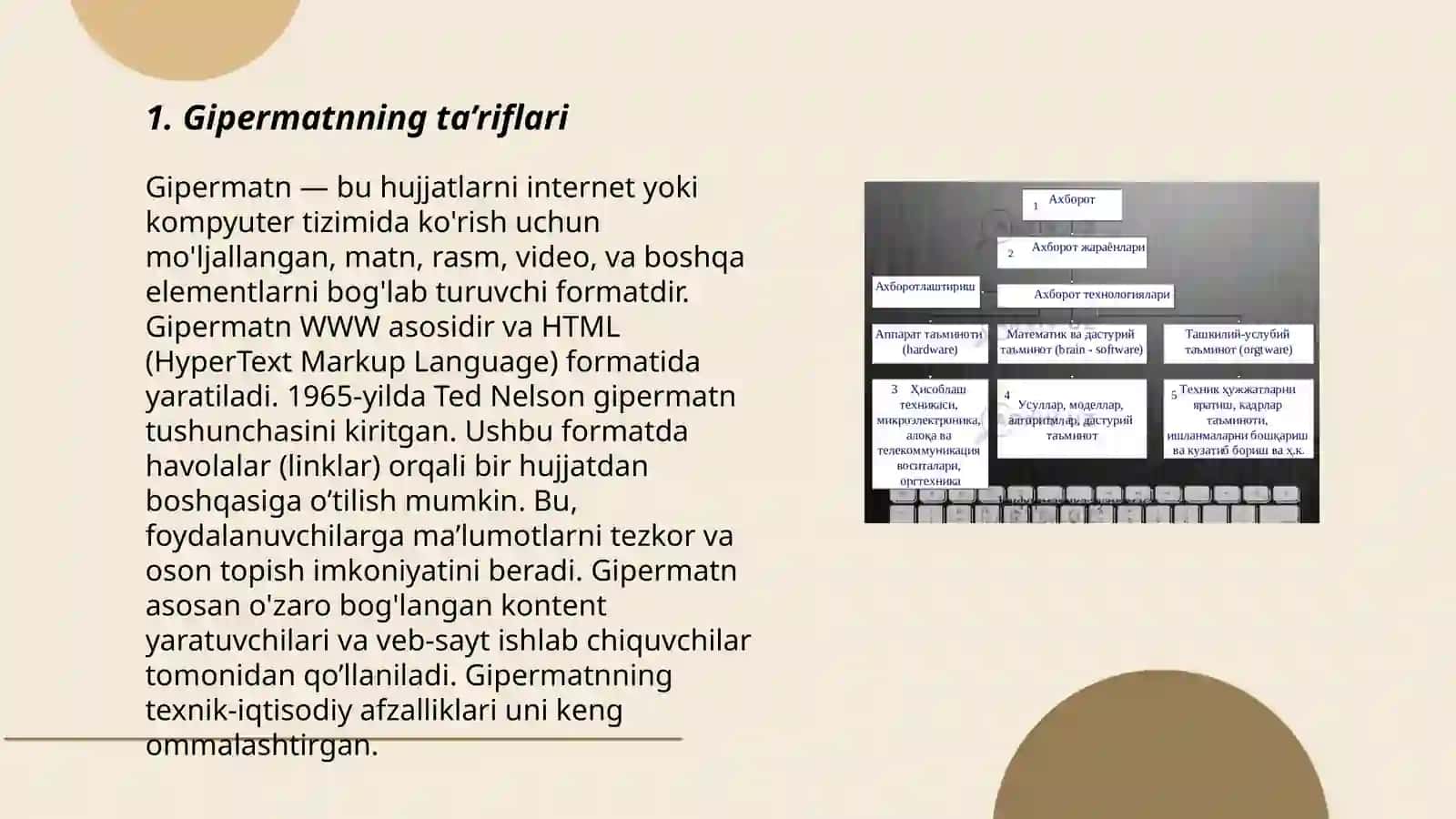 Gipertekst, gipermurojaat va gipermedia tushunchalarini tavsiflash 3