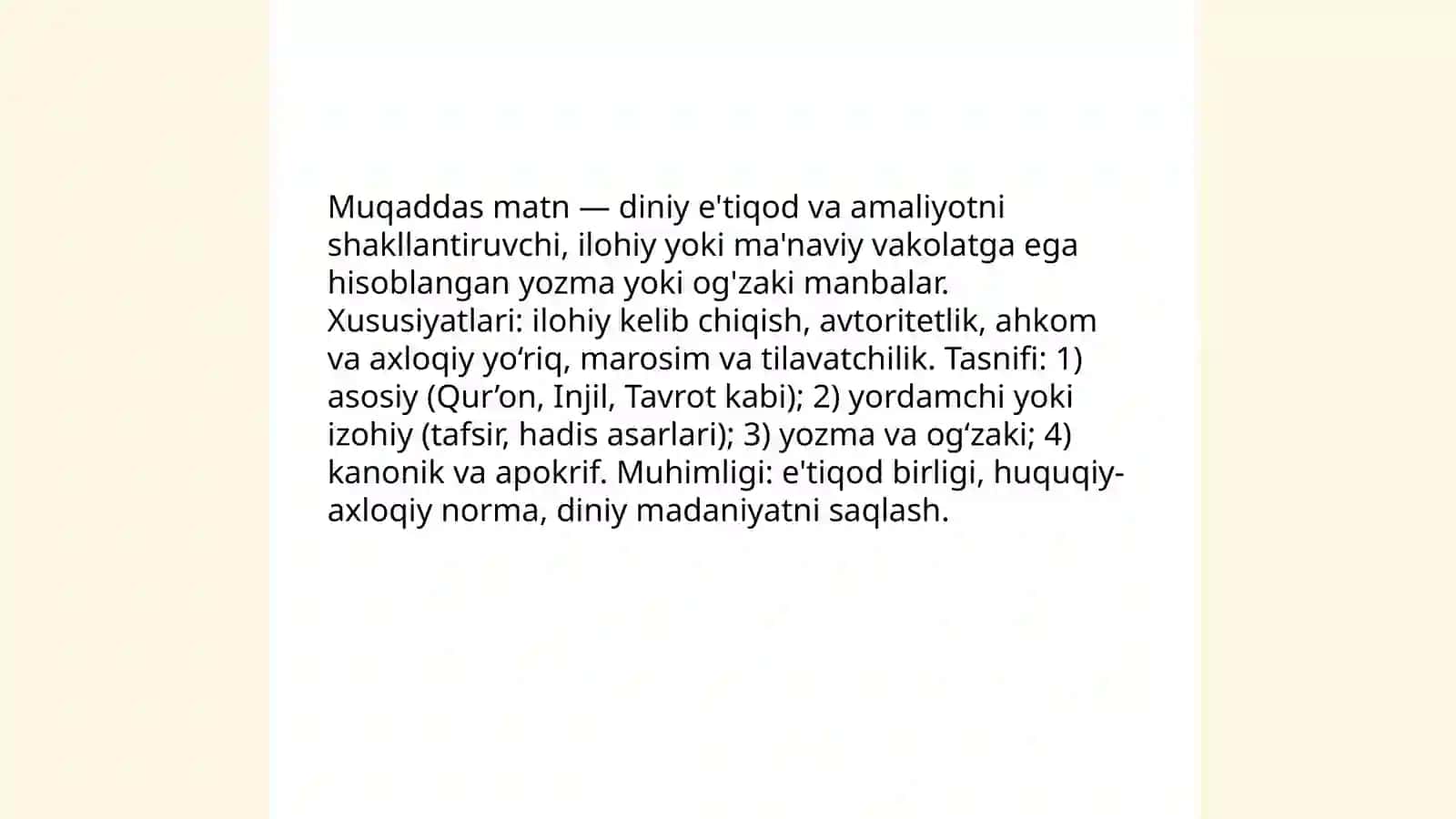 Dinshunoslik fanidan muqaddas matn mavzusi 3