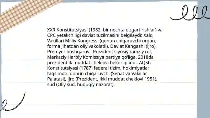 XXR va AQSh siyosiy tizimining qiyosiy tahlili 3