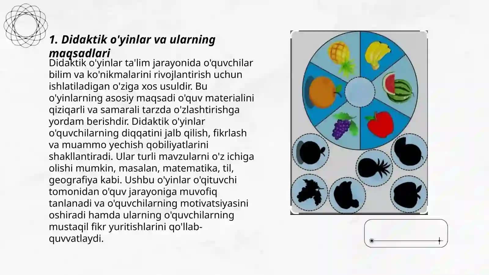 Faniatik eshituv va idrokni rivojlantirish bo'yicha didaktik o'yinlarni loyihalashtirish 3