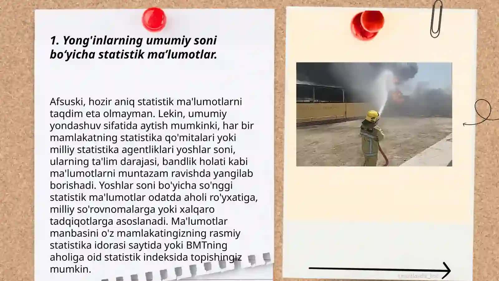 Respublika bo‘yicha yong‘inlar sodir bo‘lishi va ularda ko‘riladigan zararlar to‘g‘risida statik ma’lumotlar taxlili 3