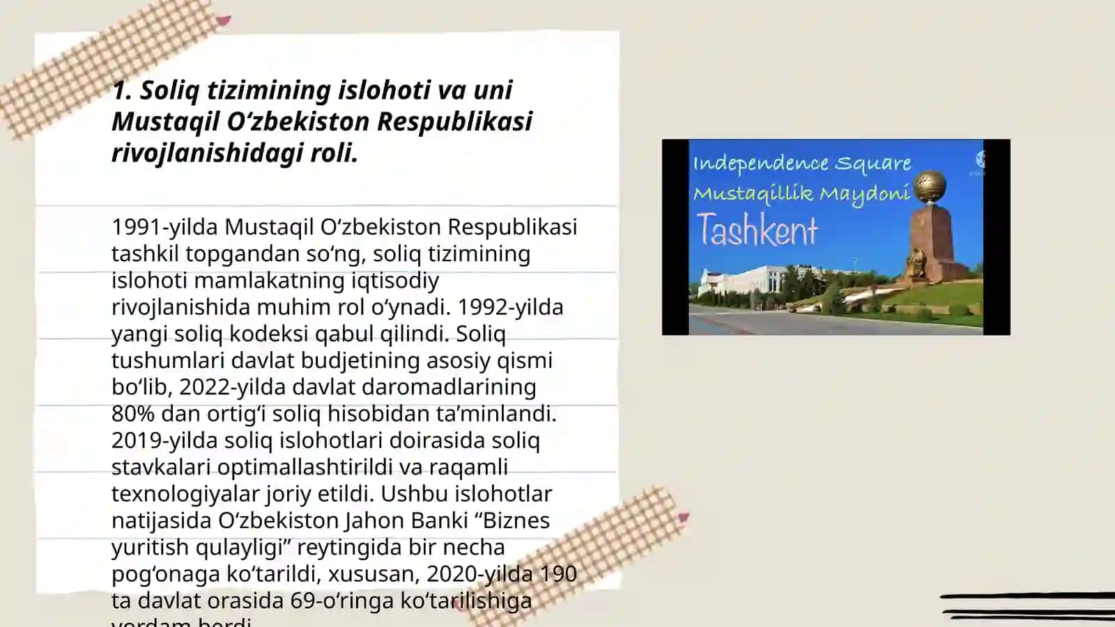 MUSTAQIL ISH O'ZBEKISTON RESPUBLIKASIDA SOLIQ KODEKSINING AHAMIYATI 3
