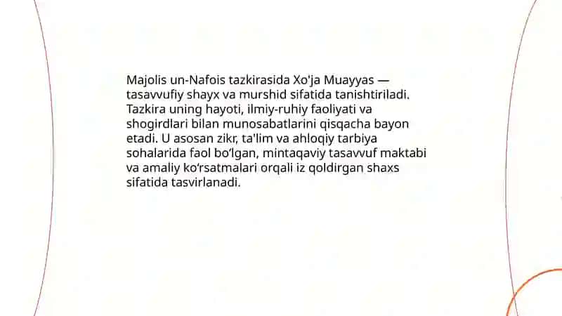 Majolis un-nafois tazkirasidagi Xo'ja Muayyas, Megnahiy, Mavlono Riyoziy haqida malumot 3