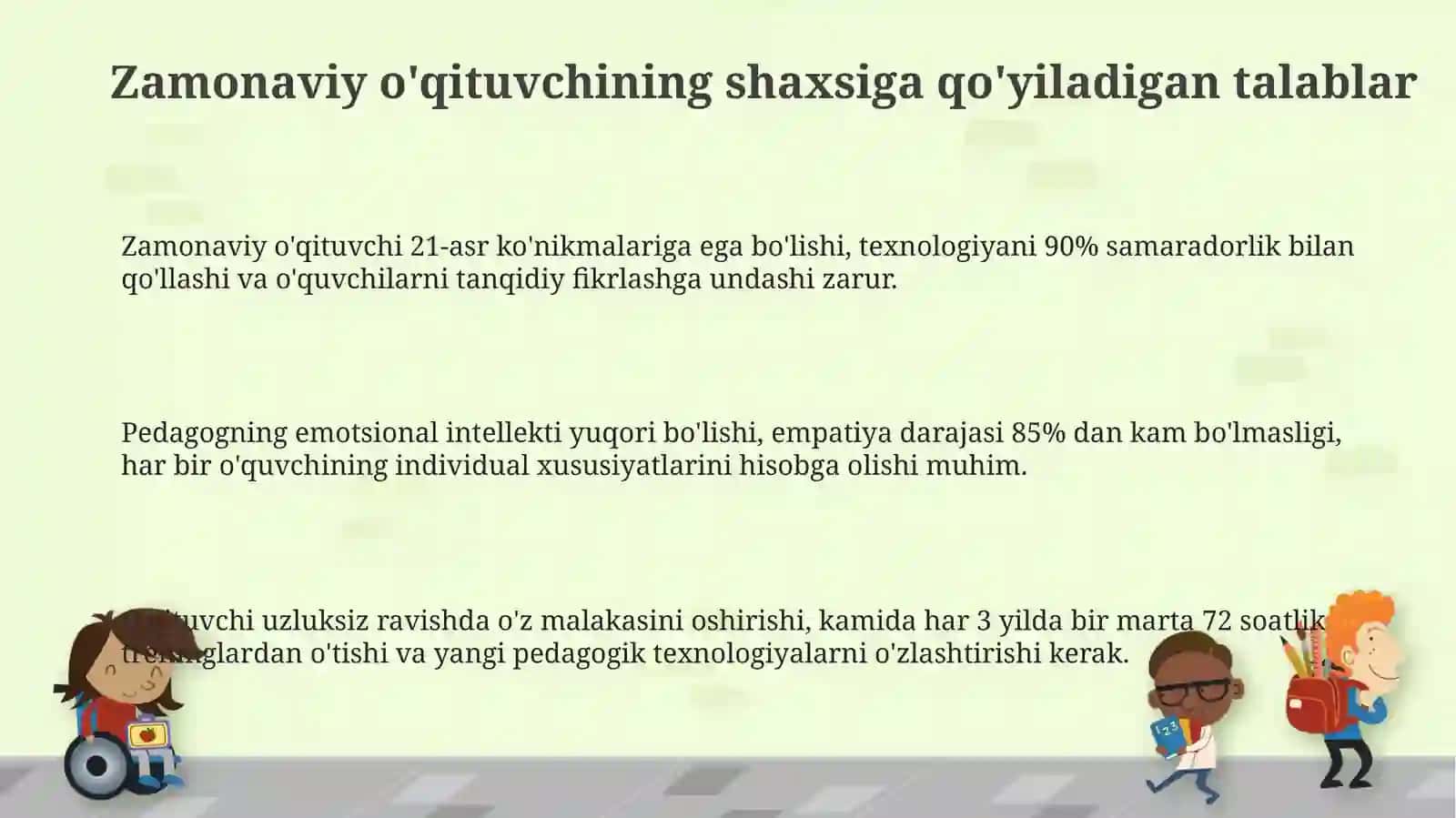 Zamonaviy o'qituvchining shaxsiyatiga qo'yiladigan talablar 3