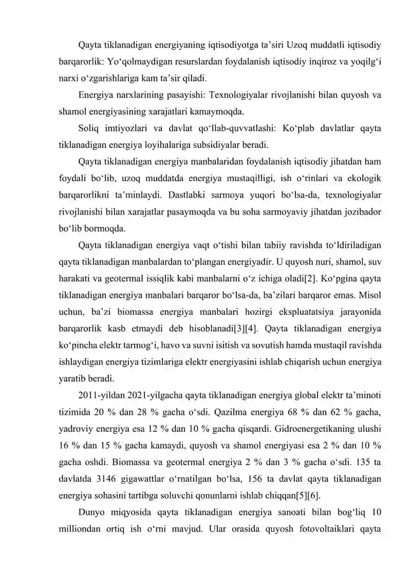 QAYTA TIKLANADIGAN ENERGIYA MANBALARDAN FOYDALANISH IQTISODIYOTI 3
