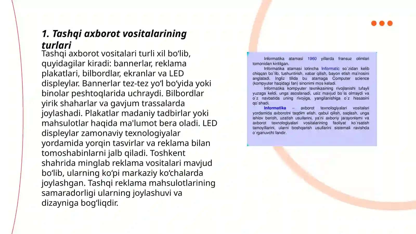 Tashqi axborot vositalarida ma'lumotlarni taqdim etish 3