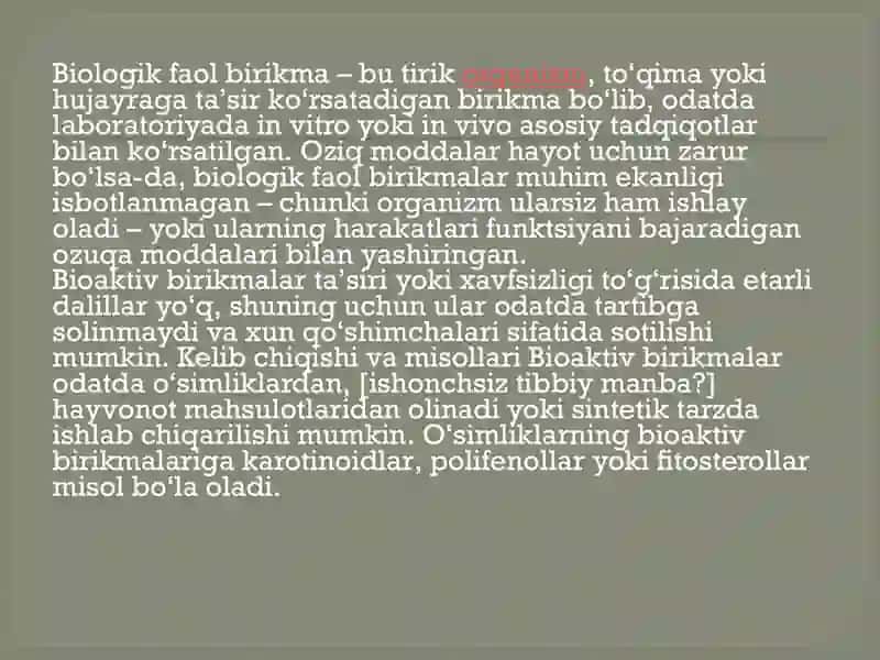 Biologik faol birikmalar 3