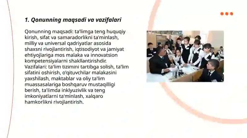 O'zbekiston Respublikasining "Ta'lim to'g'risida" gi qonuni va uning mohiyati 3