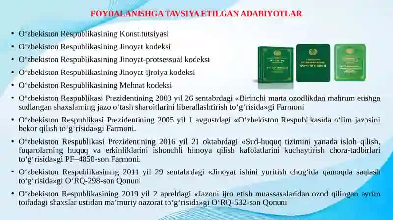 Jazolarni va boshqa jinoyat-huquqiy ta’sir choralarini ijro etuvchi muassasa va organlar 3