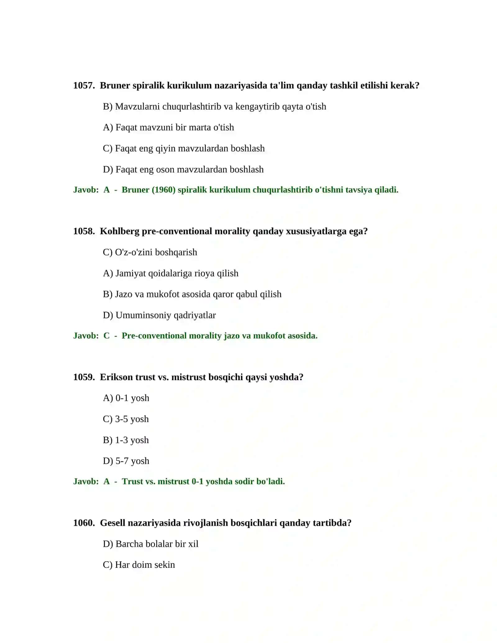 BOSHLANG'ICH TA'LIM O'QITUVCHISI TEST SINOVLARI 3