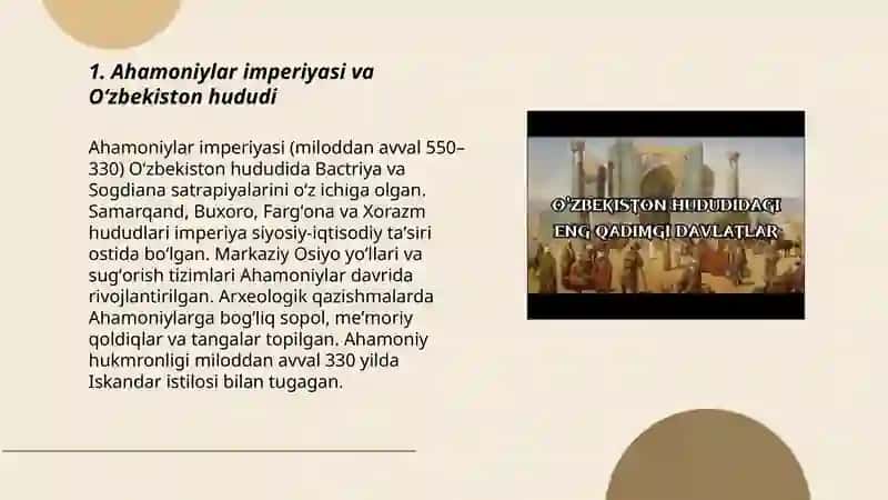 Ahamoniylar imperiyasi va Oʻzbekiston hududi 3