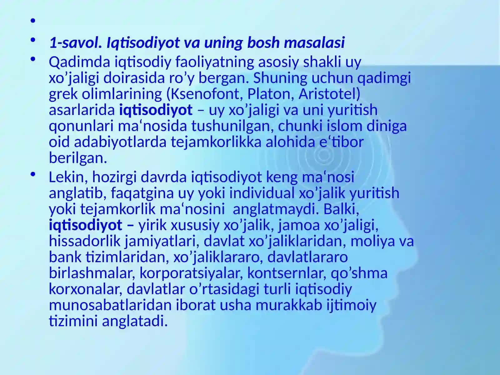 Iqtisodiyotning rivojlanishining asosiy bosqichlari 3