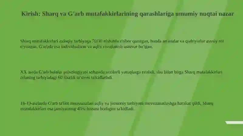 Sharq va Gʻarb mutafakkirlarining yosh avlodni tarbiyalashga oid qarashlari 3