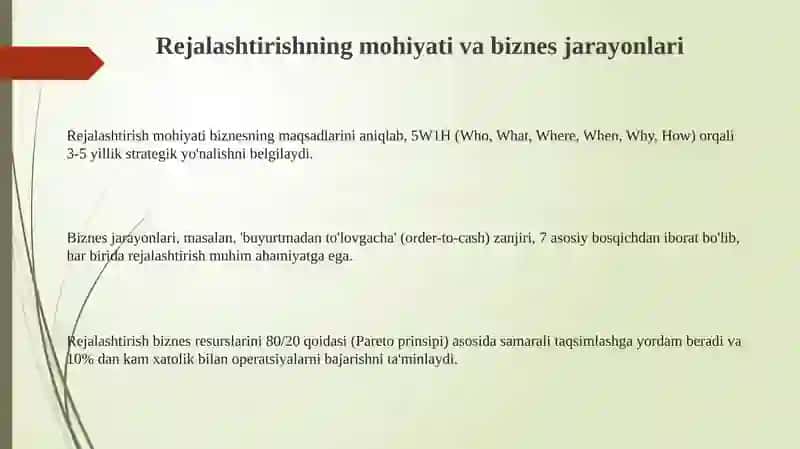 Rejalashtirishning mohiyati va biznes jarayonlari 3