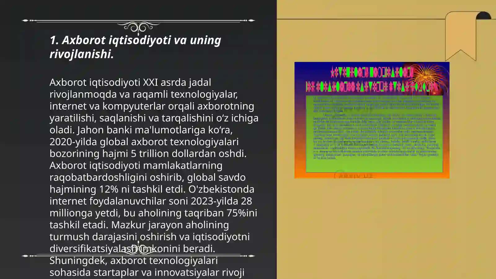 Axborot jamiyatiga oʻtish mezonlari (Iqtisodiyoti) 3