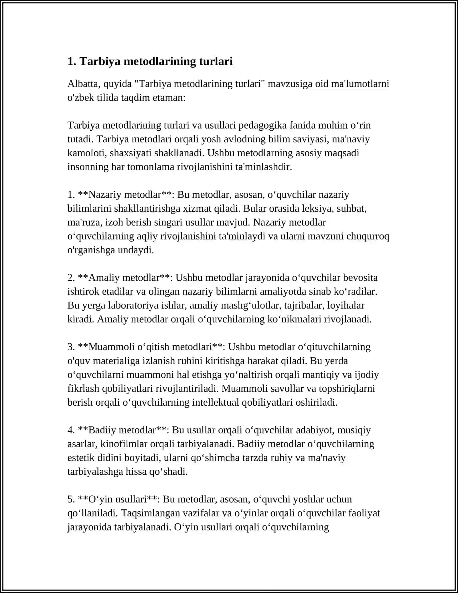 TARBIYA METODLARI VA VOSITALARI 3